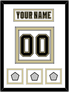 Pittsburgh Nameplate & Number (Back) With 3 Stanley Cup Finals Patches - Road White (2007-2016) - Double Mat 1