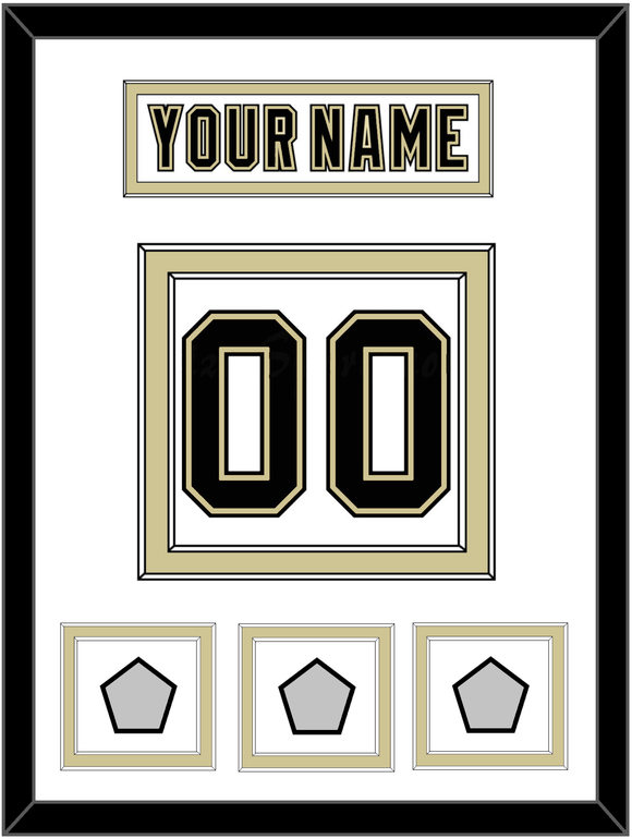 Pittsburgh Nameplate & Number (Back) With 3 Stanley Cup Finals Patches - Road White (2007-2016) - Double Mat 1