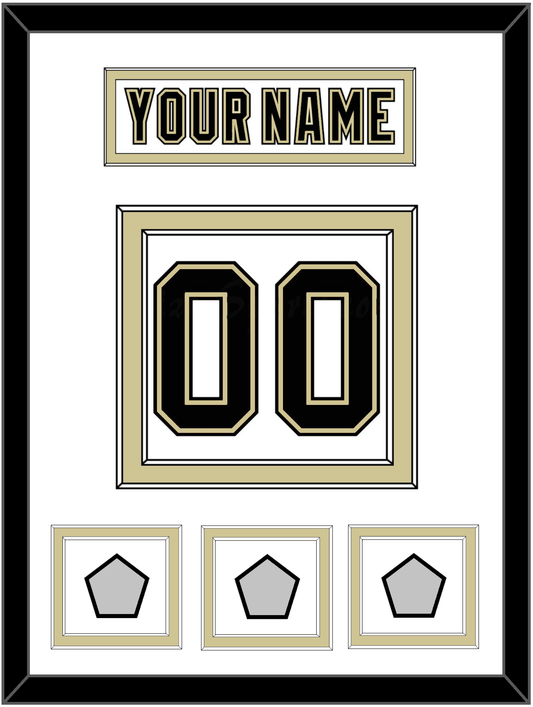 Pittsburgh Nameplate & Number (Back) With 3 Stanley Cup Champions Patches - Road White (2007-2016) - Signature Tier 1