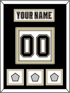 Pittsburgh Nameplate & Number (Back) With 3 Stanley Cup Finals Patches - Road White (2007-2016) - Double Mat 2