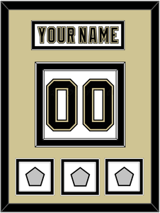 Pittsburgh Nameplate & Number (Back) With 3 Stanley Cup Finals Patches - Road White (2007-2016) - Double Mat 3