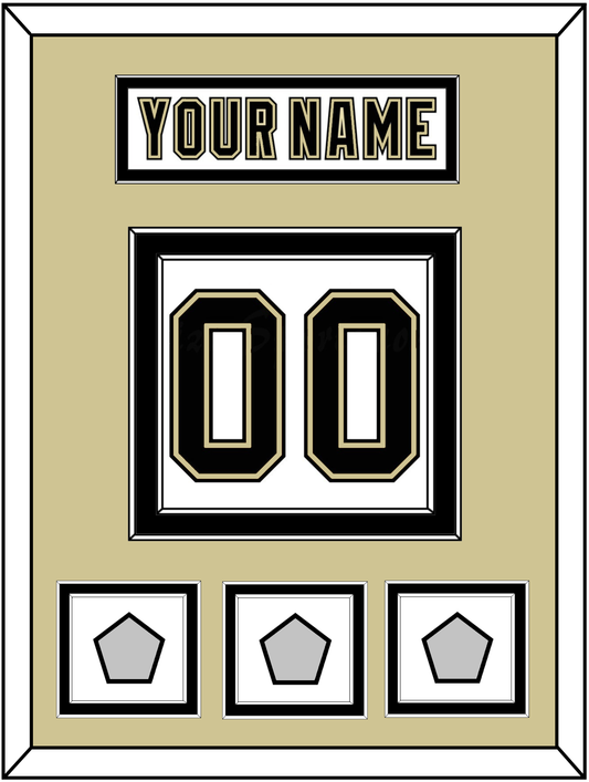 Pittsburgh Nameplate & Number (Back) With 3 Stanley Cup Champions Patches - Road White (2007-2016) - Signature Tier 3
