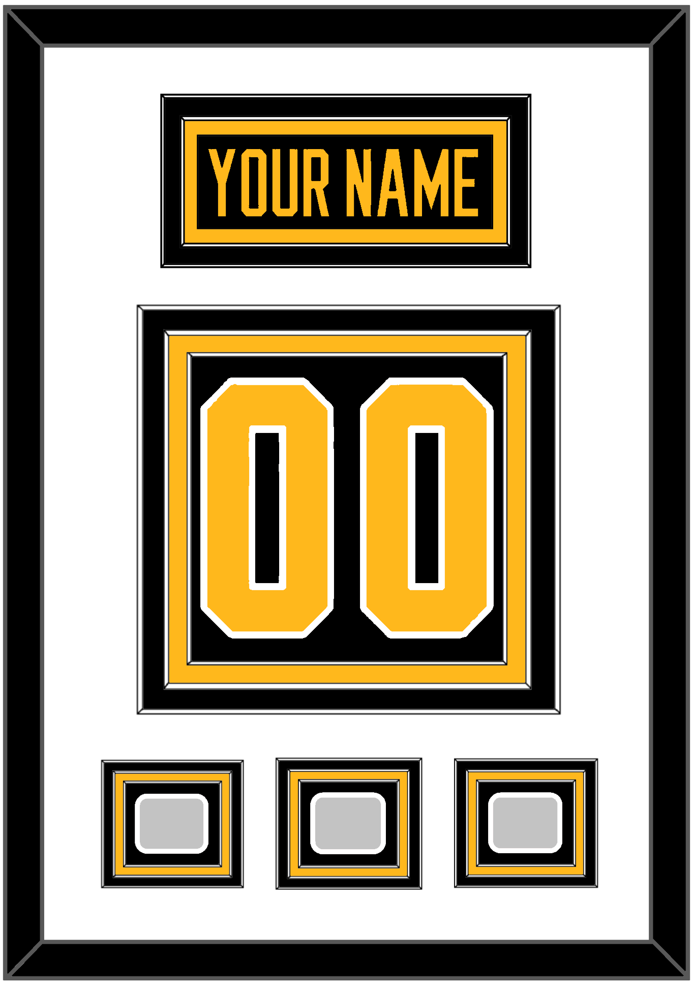 Pittsburgh Nameplate & Number (Back) With 3 Stanley Cup Finals Patches - Home Black - Premier Tier 1
