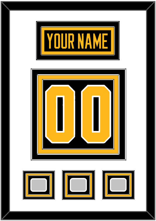 Pittsburgh Nameplate & Number (Back) With 3 Stanley Cup Finals Patches - Home Black - Premier Tier 1