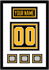 Pittsburgh Nameplate & Number (Back) With 3 Stanley Cup Finals Patches - Home Black - Triple Mat 1