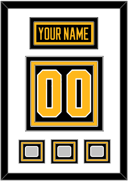 Pittsburgh Nameplate & Number (Back) With 3 Stanley Cup Champions Patches - Home Black - Premier Tier 1