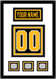 Pittsburgh Nameplate & Number (Back) With 3 Stanley Cup Champions Patches - Home Black - Triple Mat 1