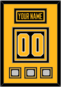 Pittsburgh Nameplate & Number (Back) With 3 Stanley Cup Finals Patches - Home Black - Triple Mat 3