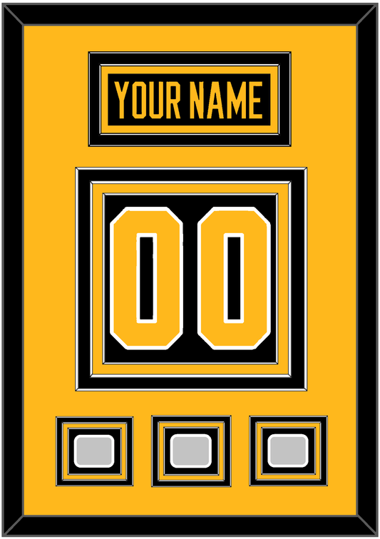 Pittsburgh Nameplate & Number (Back) With 3 Stanley Cup Champions Patches - Home Black - Premier Tier 3