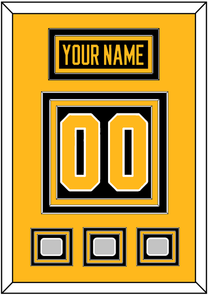 Pittsburgh Nameplate & Number (Back) With 3 Stanley Cup Champions Patches - Home Black - Premier Tier 3