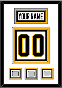 Pittsburgh Nameplate & Number (Back) With 3 Stanley Cup Finals Patches - Road White - Triple Mat 1