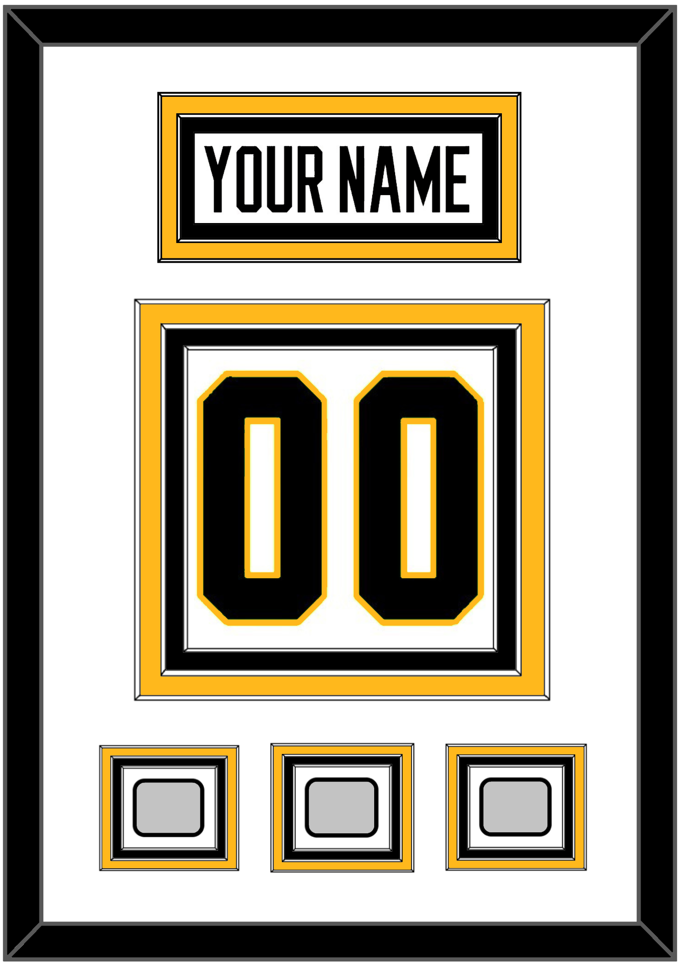 Pittsburgh Nameplate & Number (Back) With 3 Stanley Cup Champions Patches - Road White - Premier Tier 1