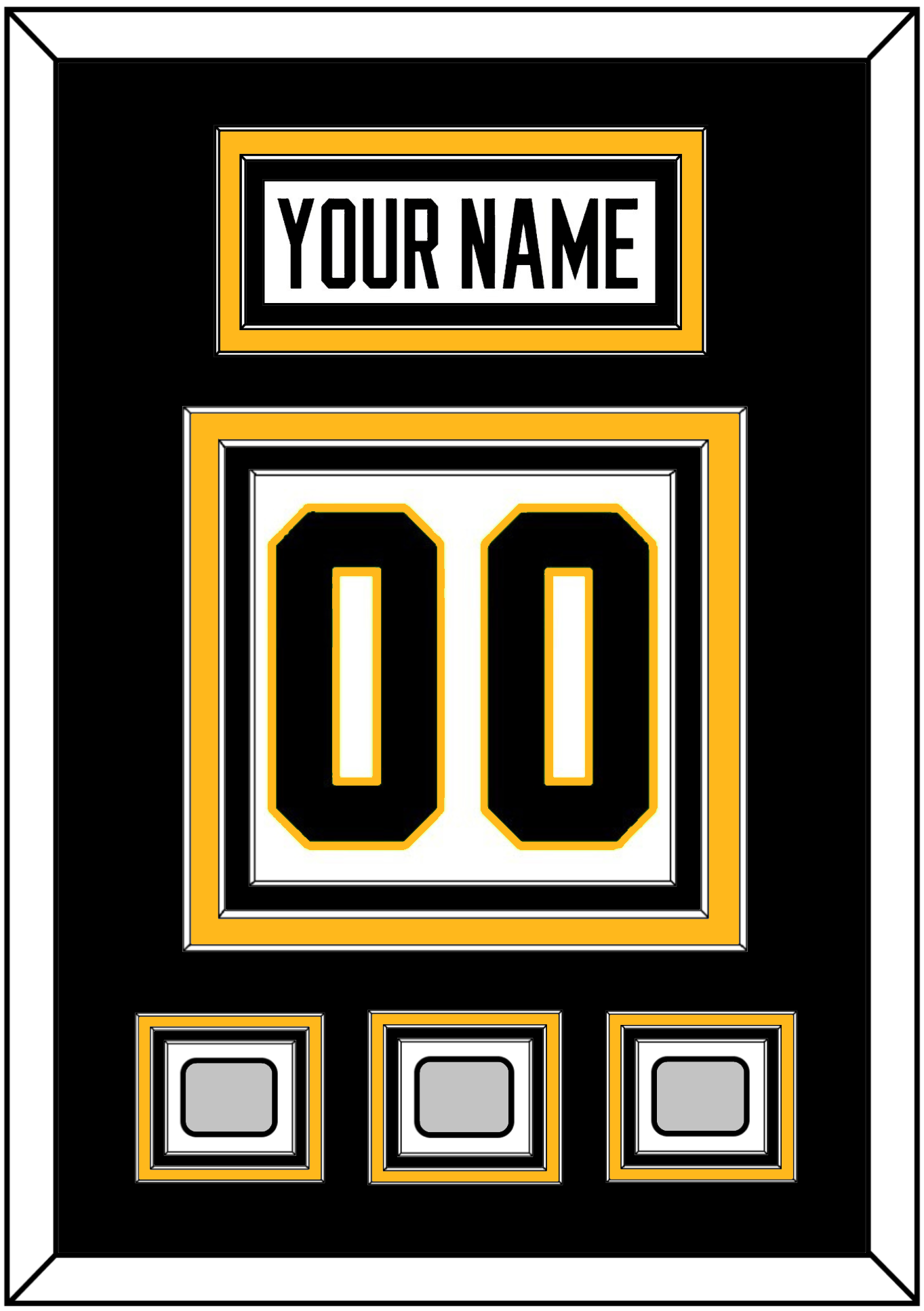 Pittsburgh Nameplate & Number (Back) With 3 Stanley Cup Champions Patches - Road White - Premier Tier 2