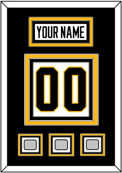 Pittsburgh Nameplate & Number (Back) With 3 Stanley Cup Champions Patches - Road White - Premier Tier 2