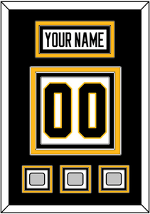 Pittsburgh Nameplate & Number (Back) With 3 Stanley Cup Champions Patches - Road White - Triple Mat 2