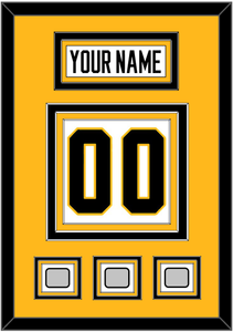 Pittsburgh Nameplate & Number (Back) With 3 Stanley Cup Champions Patches - Road White - Triple Mat 3