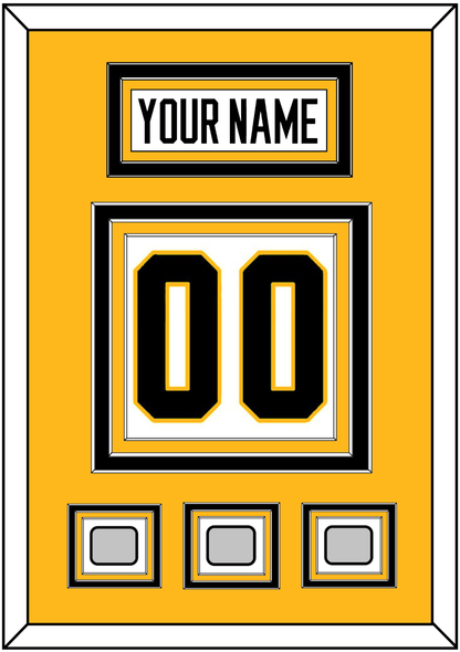 Pittsburgh Nameplate & Number (Back) With 3 Stanley Cup Champions Patches - Road White - Premier Tier 3