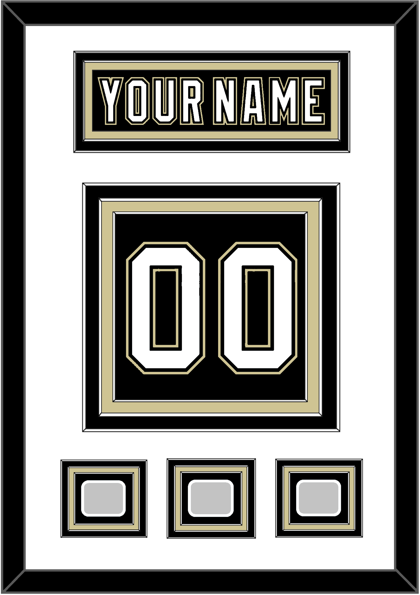 Pittsburgh Nameplate & Number (Back) With 3 Stanley Cup Champions Patches - Home Black (2007-2016) - Premier Tier 1