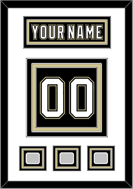 Pittsburgh Nameplate & Number (Back) With 3 Stanley Cup Champions Patches - Home Black (2007-2016) - Premier Tier 1