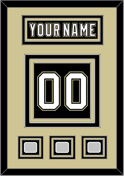 Pittsburgh Nameplate & Number (Back) With 3 Stanley Cup Champions Patches - Home Black (2007-2016) - Premier Tier 3