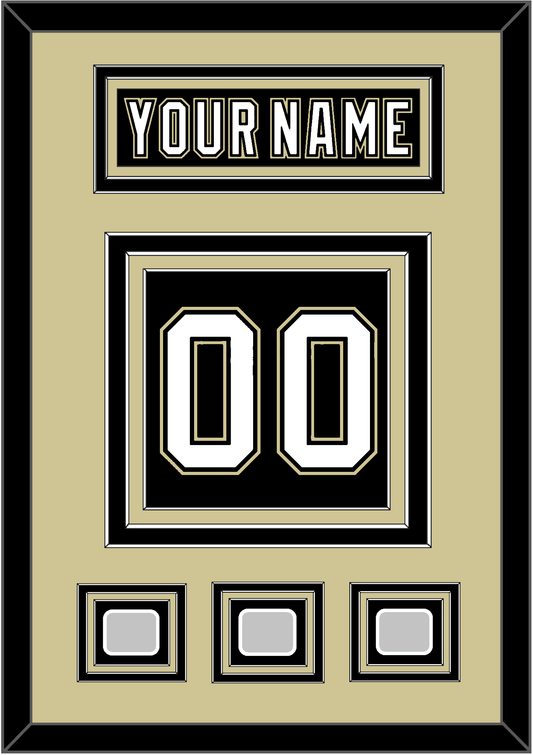 Pittsburgh Nameplate & Number (Back) With 3 Stanley Cup Champions Patches - Home Black (2007-2016) - Premier Tier 3