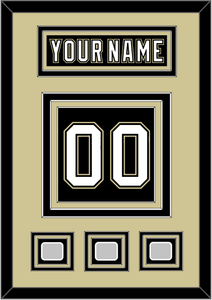 Pittsburgh Nameplate & Number (Back) With 3 Stanley Cup Champions Patches - Home Black (2007-2016) - Triple Mat 3