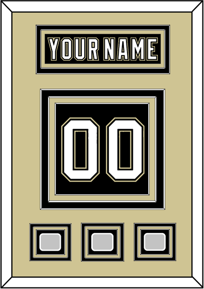 Pittsburgh Nameplate & Number (Back) With 3 Stanley Cup Champions Patches - Home Black (2007-2016) - Premier Tier 3