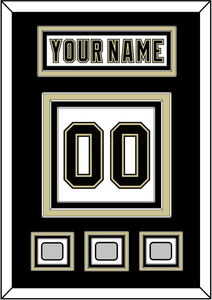 Pittsburgh Nameplate & Number (Back) With 3 Stanley Cup Finals Patches - Road White (2007-2016) - Triple Mat 2