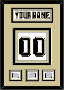 Pittsburgh Nameplate & Number (Back) With 3 Stanley Cup Finals Patches - Road White (2007-2016) - Triple Mat 3