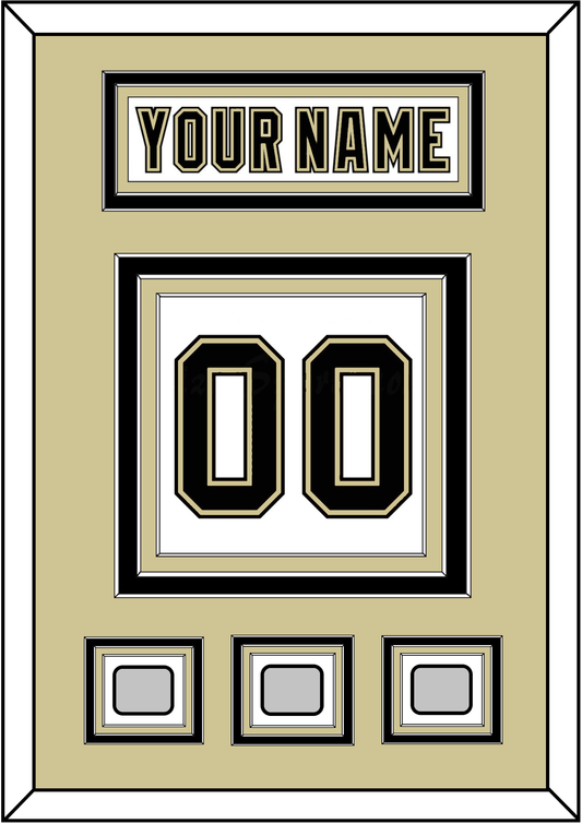 Pittsburgh Nameplate & Number (Back) With 3 Stanley Cup Champions Patches - Road White (2007-2016) - Premier Tier 3
