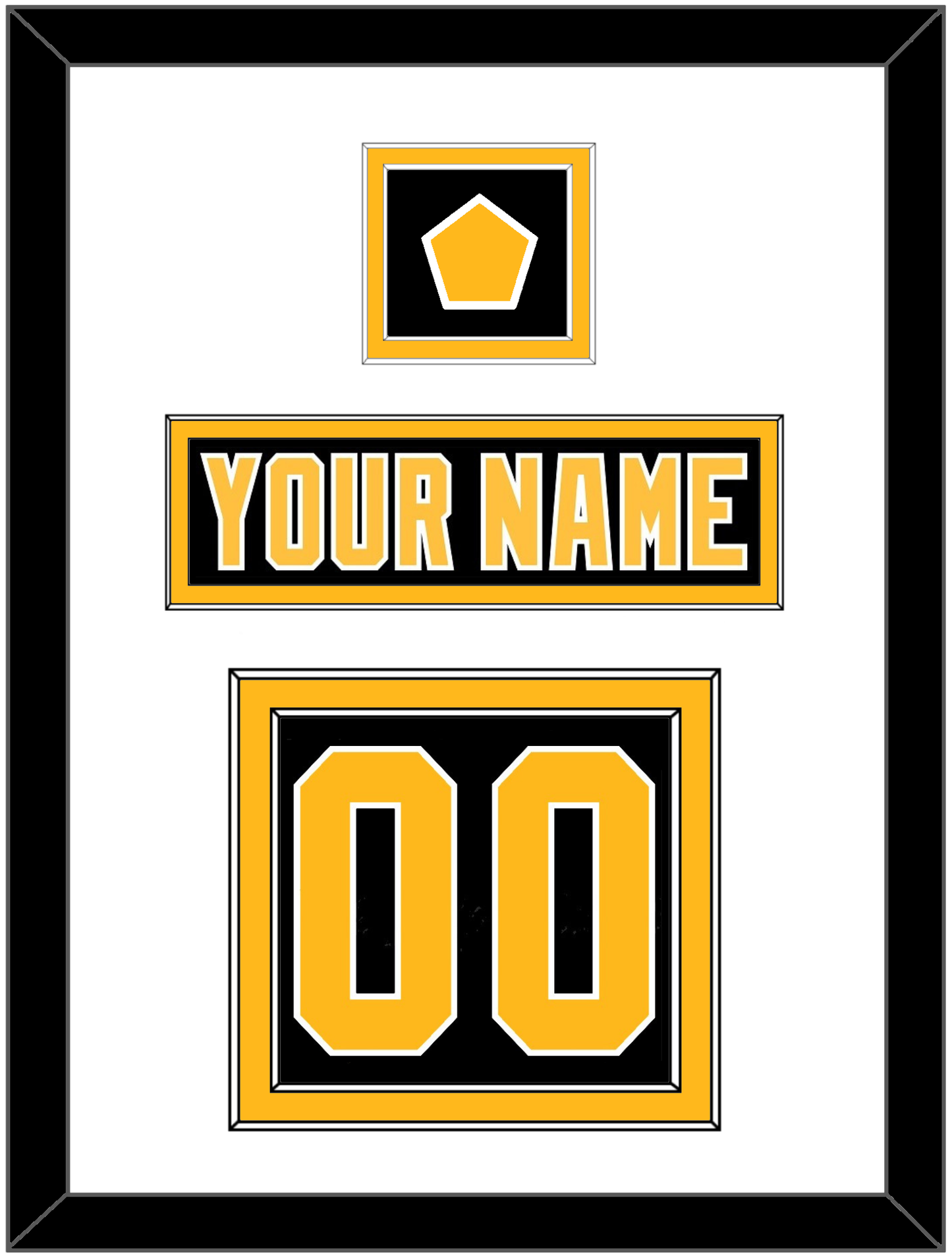 Pittsburgh Nameplate, Number (Back) & Logo Patch - Road Black (1992-1997) - Signature Tier 1