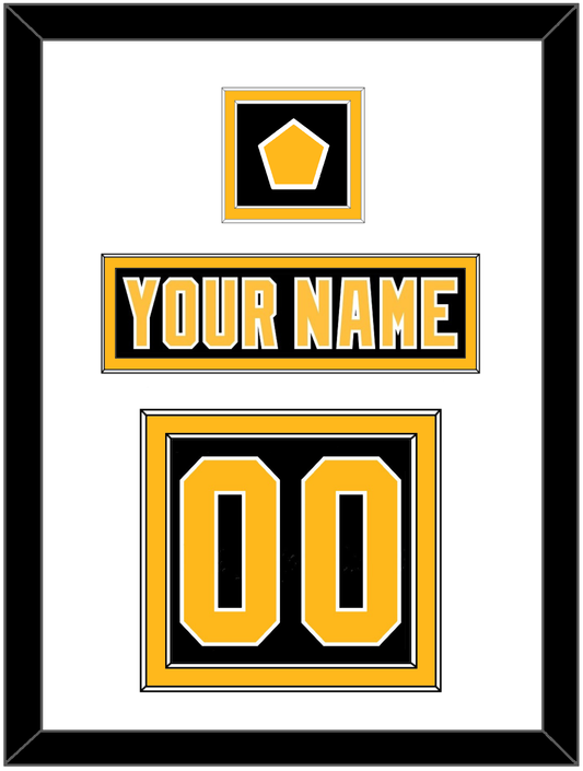 Pittsburgh Nameplate, Number (Back) & Logo Patch - Road Black (1992-1997) - Signature Tier 1