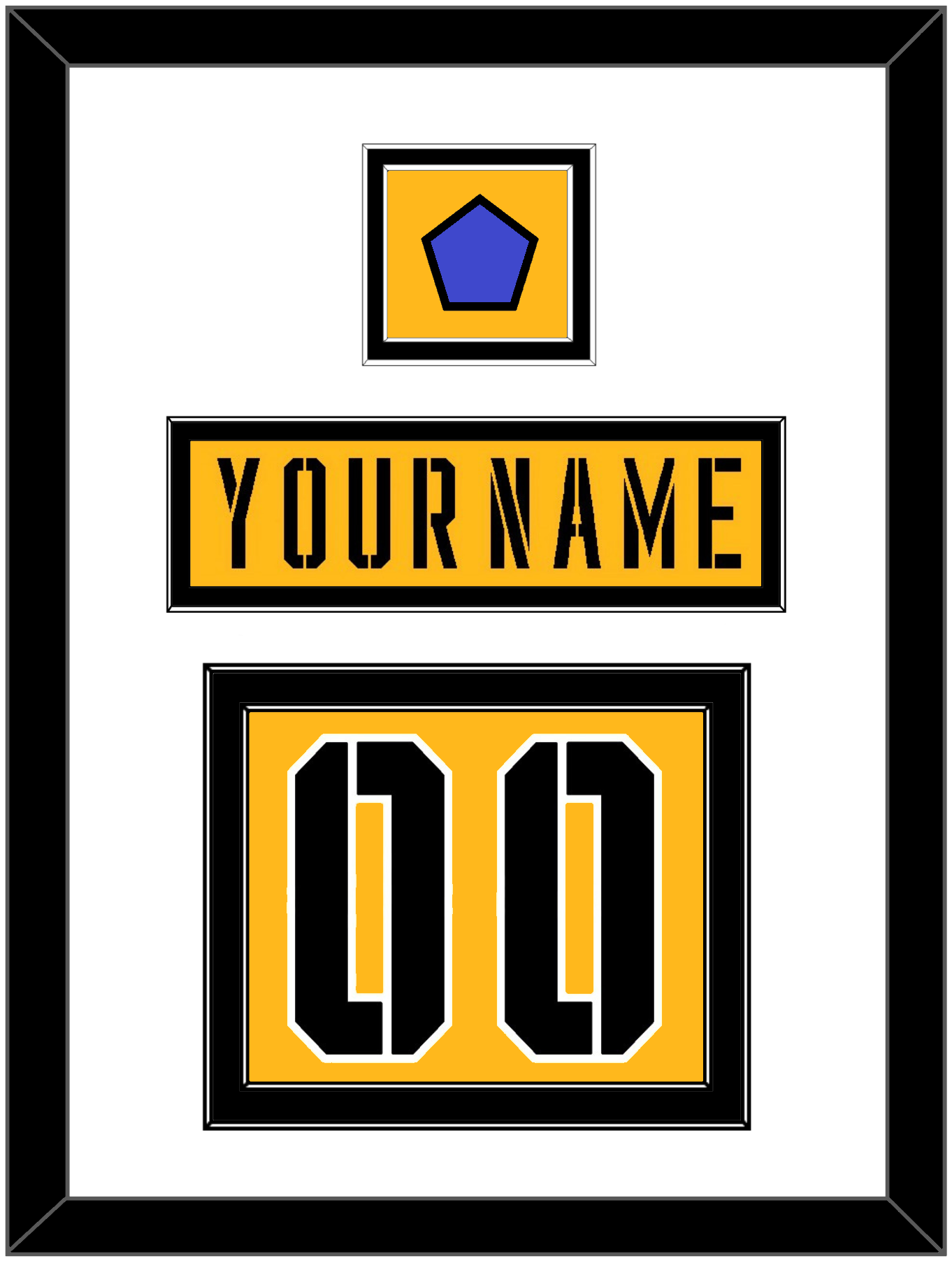 Pittsburgh Nameplate & Number (Back) With Jersey Patch - 2017 Stadium Series Gold - Signature Tier 1