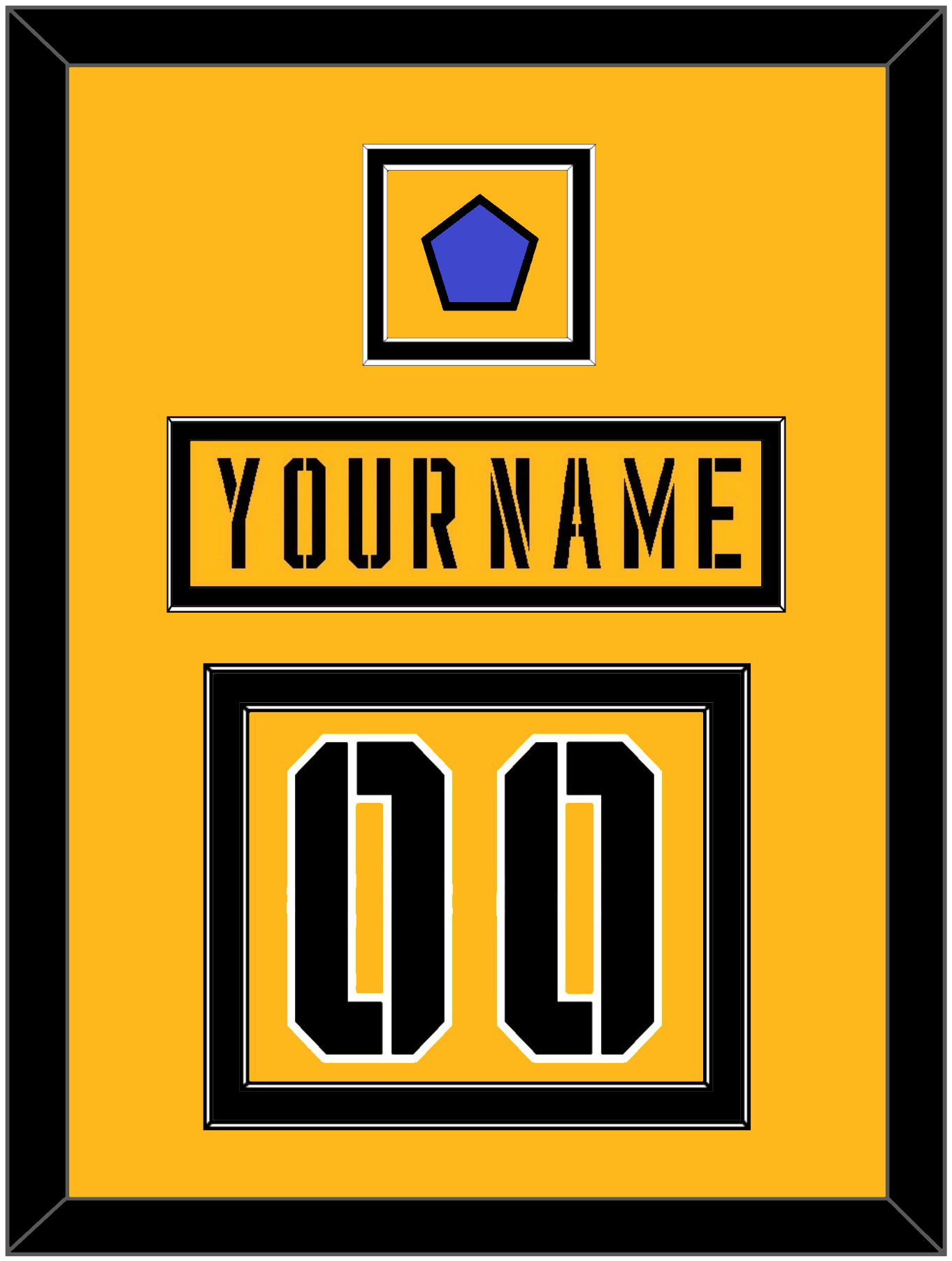 Pittsburgh Nameplate & Number (Back) With Jersey Patch - 2017 Stadium Series Gold - Signature Tier 2