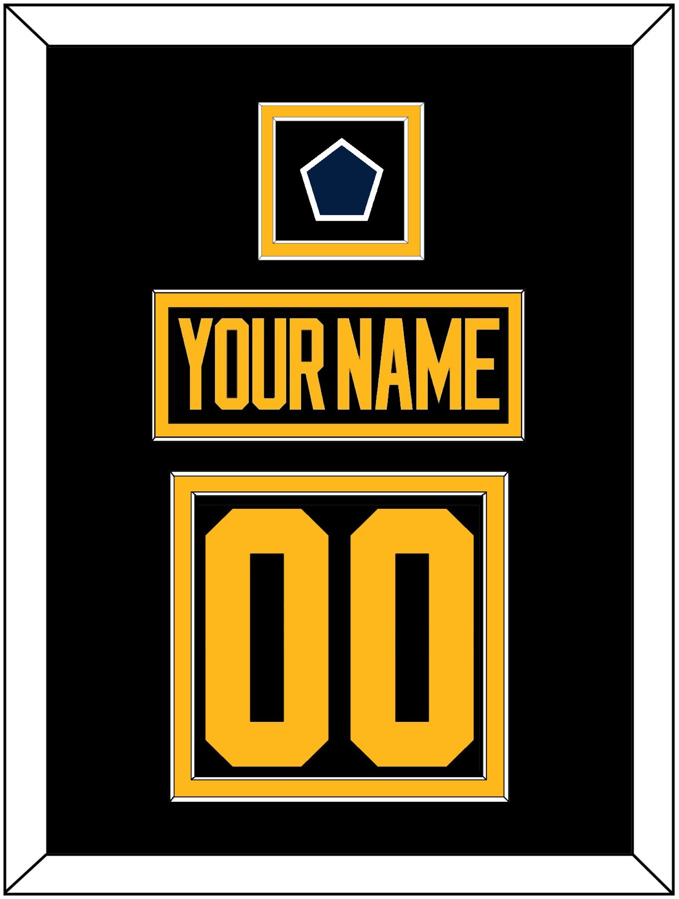 Pittsburgh Nameplate & Number (Back) With Jersey Patch - 2019 Stadium Series Black - Signature Tier 2