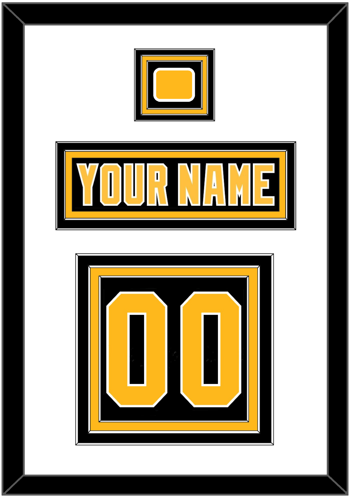 Pittsburgh Nameplate, Number (Back) & Logo Patch - Road Black (1992-1997) - Premier Tier 1