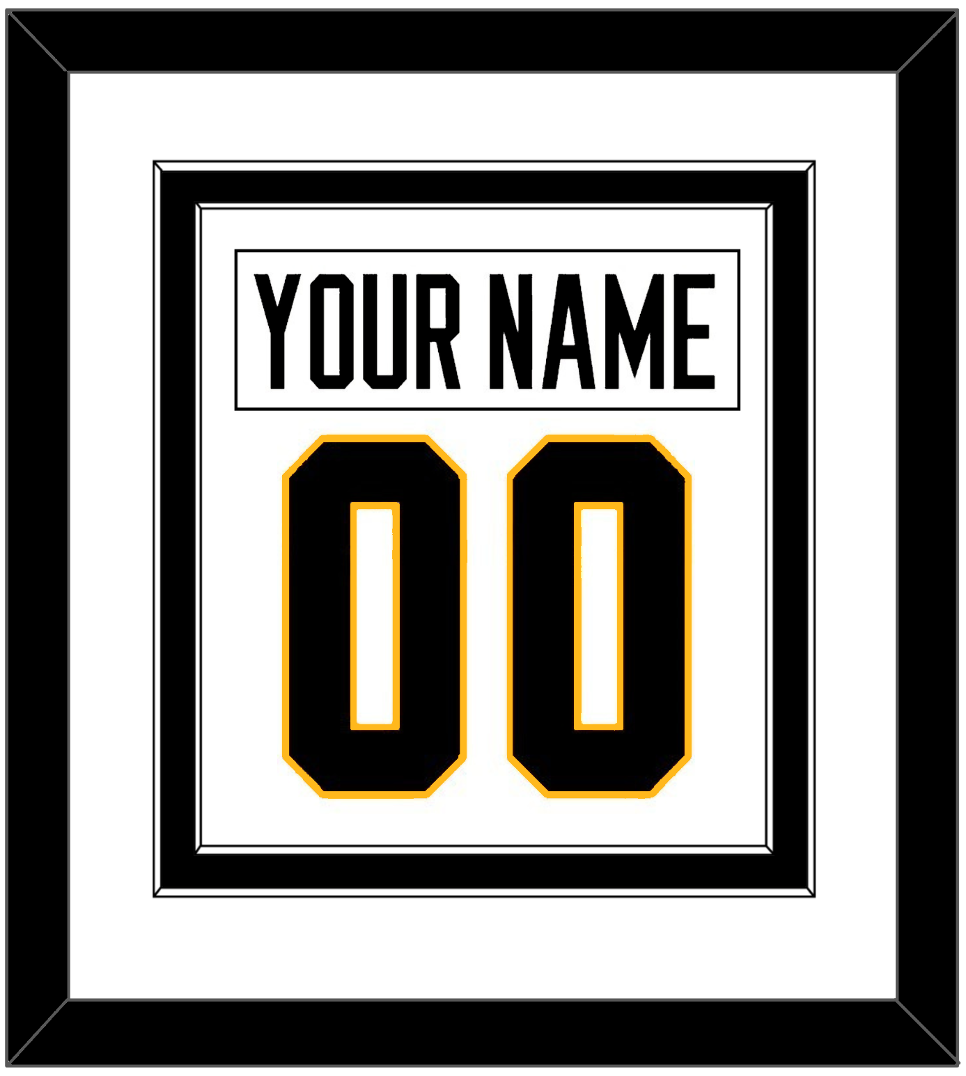 Pittsburgh Nameplate & Number (Back) Combined - Home White (1988-1992) - Signature Tier 2
