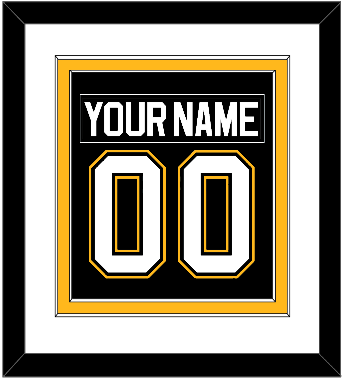 Pittsburgh Nameplate & Number (Back) Combined - Road/Alternate Black (1995-2002) - Signature Tier 1
