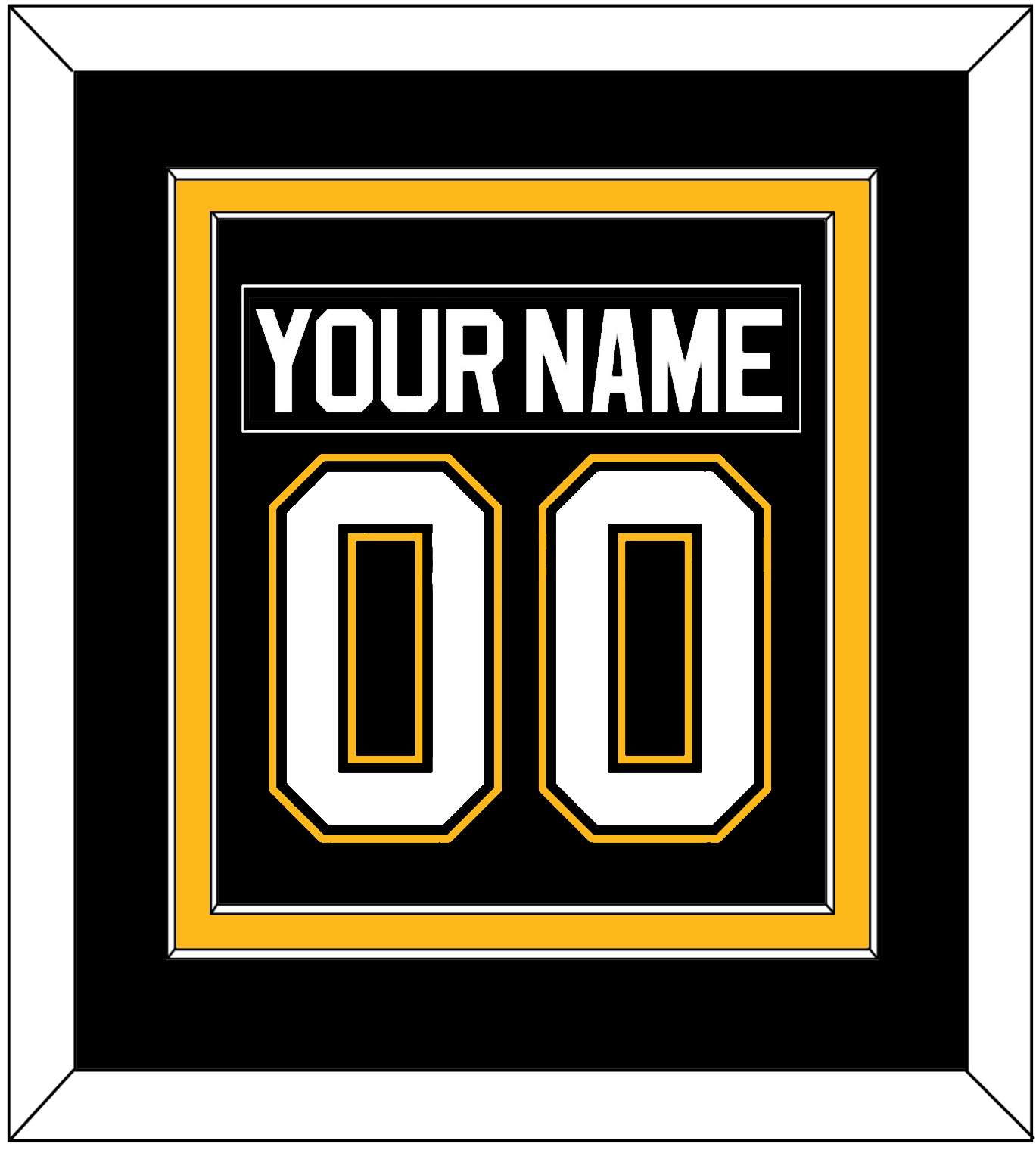 Pittsburgh Nameplate & Number (Back) Combined - Road/Alternate Black (1995-2002) - Signature Tier 2