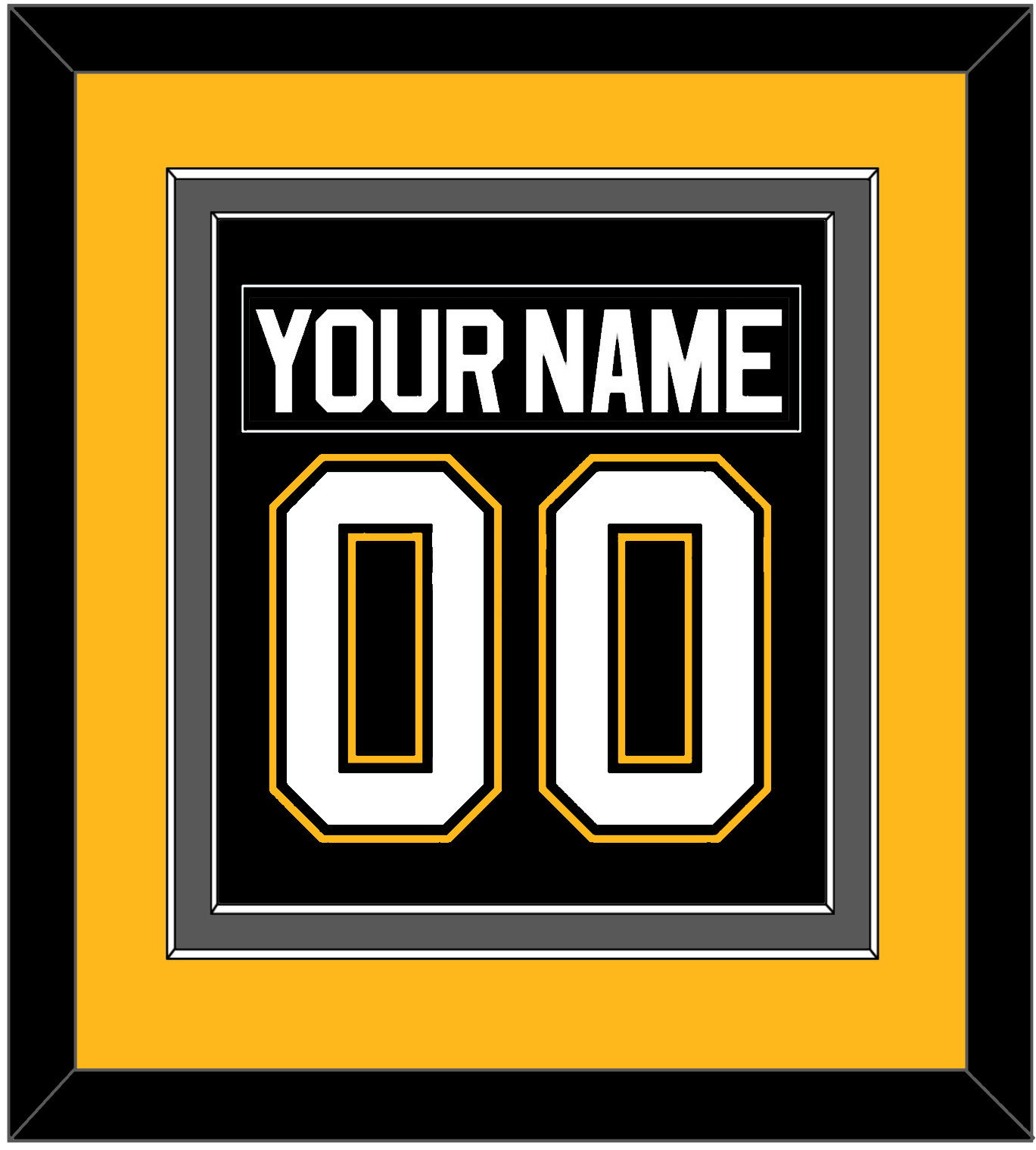 Pittsburgh Nameplate & Number (Back) Combined - Road/Alternate Black (1995-2002) - Signature Tier 3