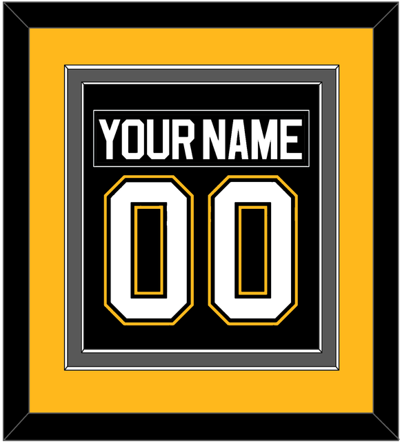 Pittsburgh Nameplate & Number (Back) Combined - Road/Alternate Black (1995-2002) - Double Mat 3