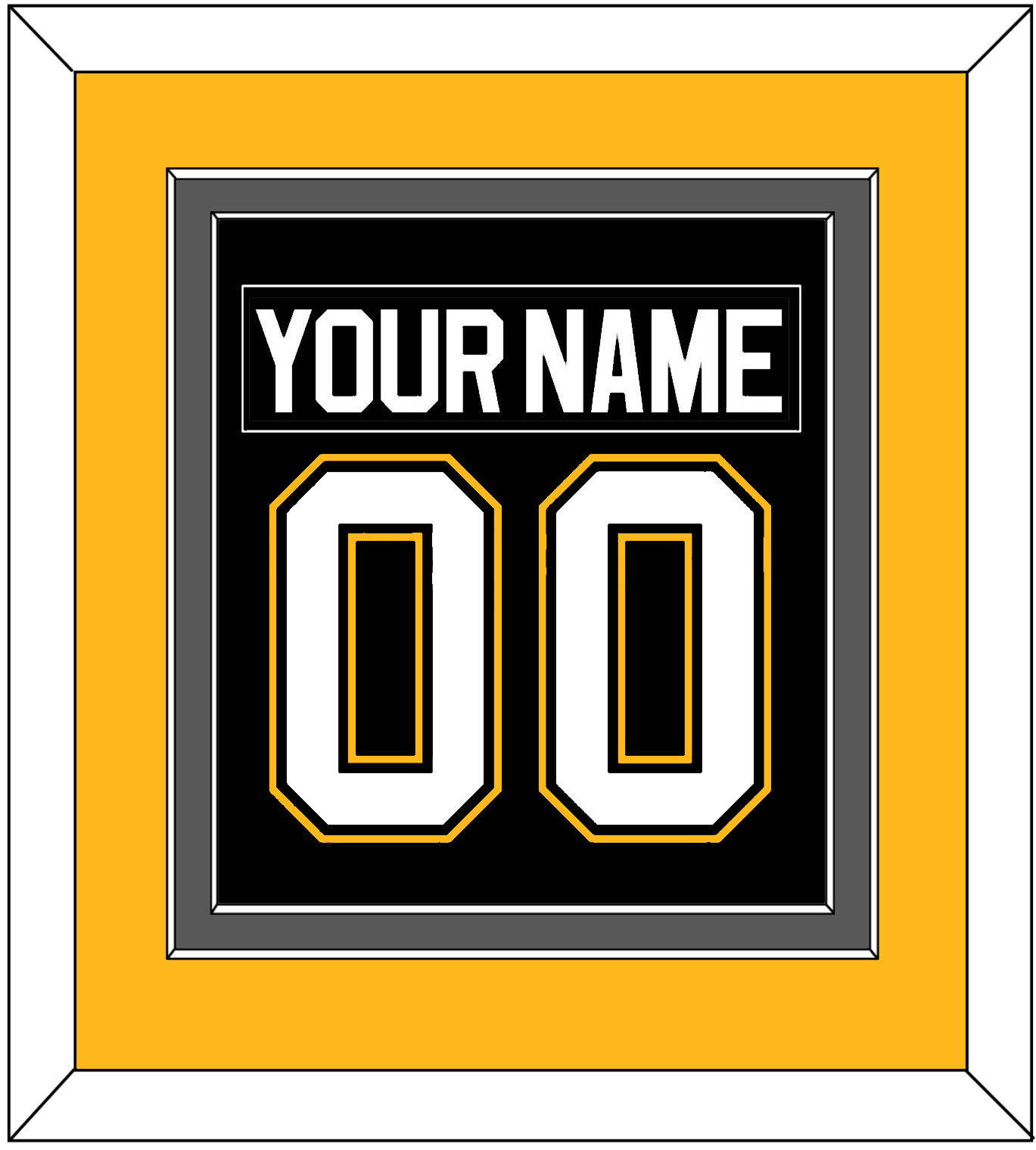 Pittsburgh Nameplate & Number (Back) Combined - Road/Alternate Black (1995-2002) - Signature Tier 3