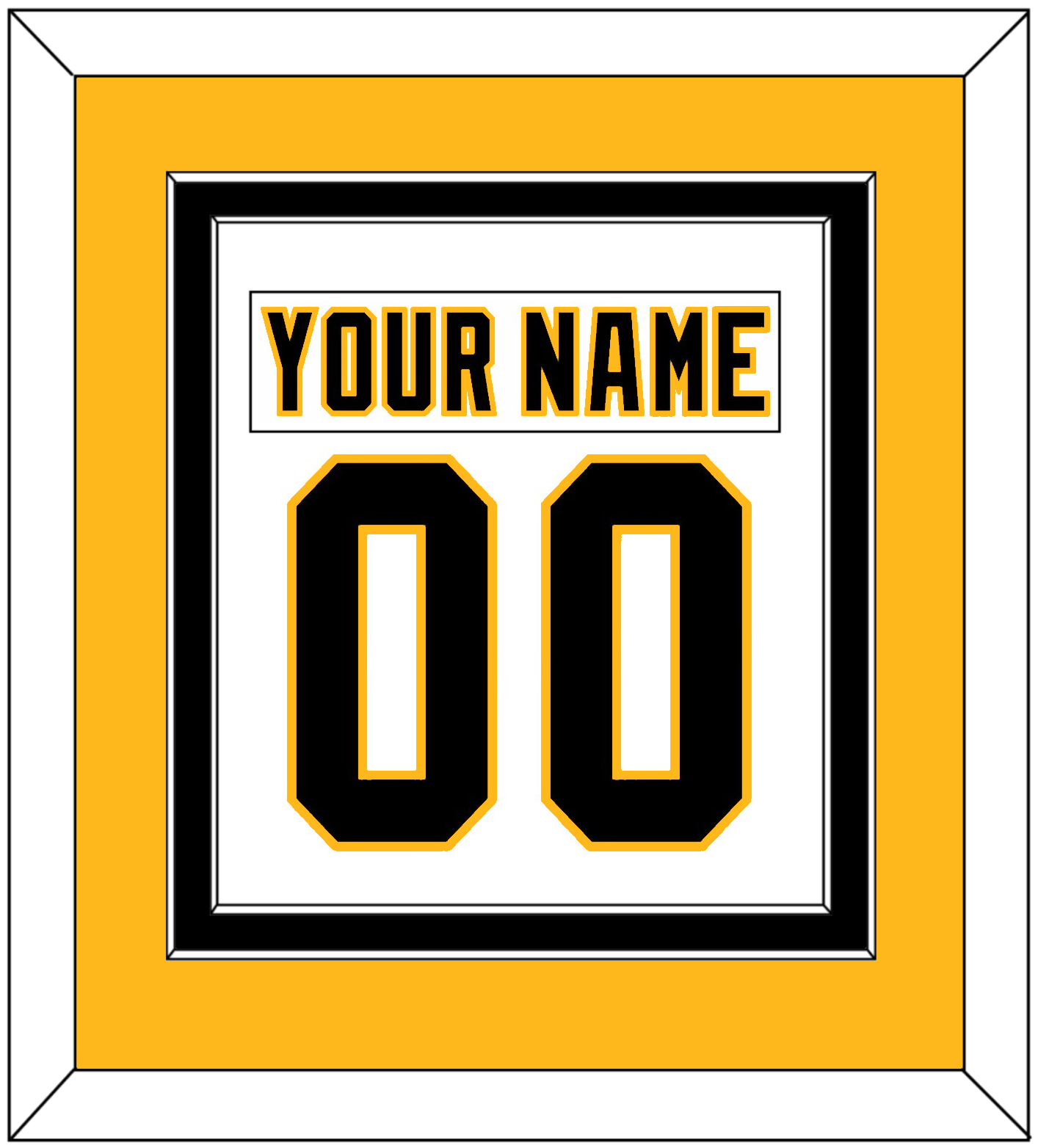 Pittsburgh Nameplate & Number (Back) Combined - Home White (1992-2002) - Signature Tier 4