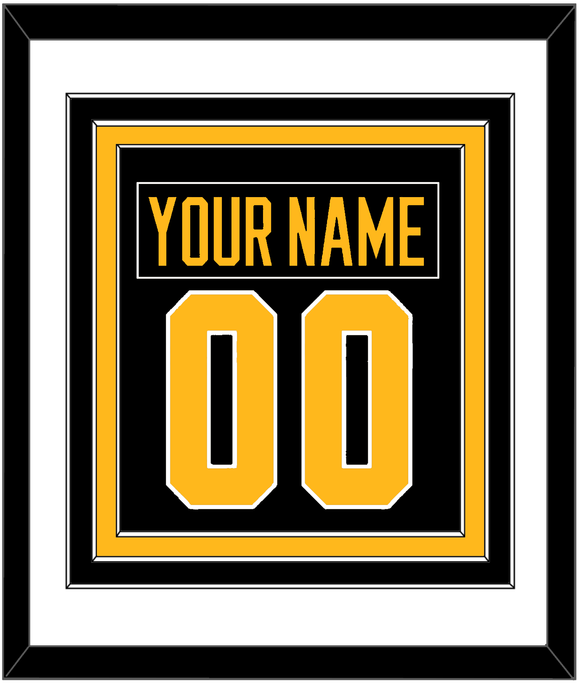 Pittsburgh Nameplate & Number (Back) Combined - Road Black (1988-1992) - Triple Mat 1