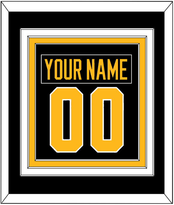 Pittsburgh Nameplate & Number (Back) Combined - Road Black (1988-1992) - Triple Mat 2