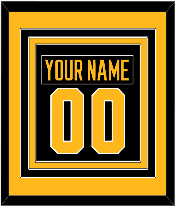 Pittsburgh Nameplate & Number (Back) Combined - Road Black (1988-1992) - Triple Mat 3