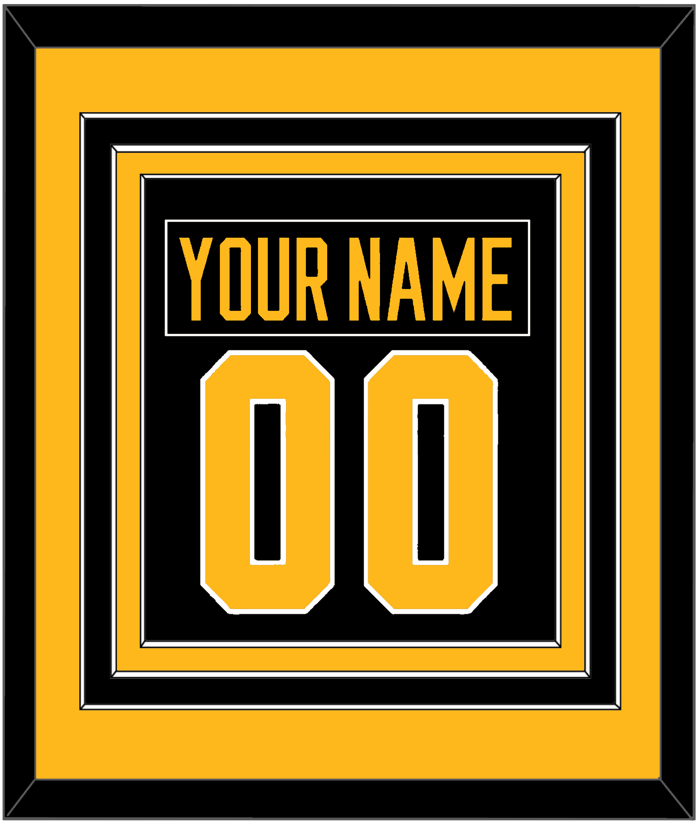 Pittsburgh Nameplate & Number (Back) Combined - Home Black - Premier Tier 3