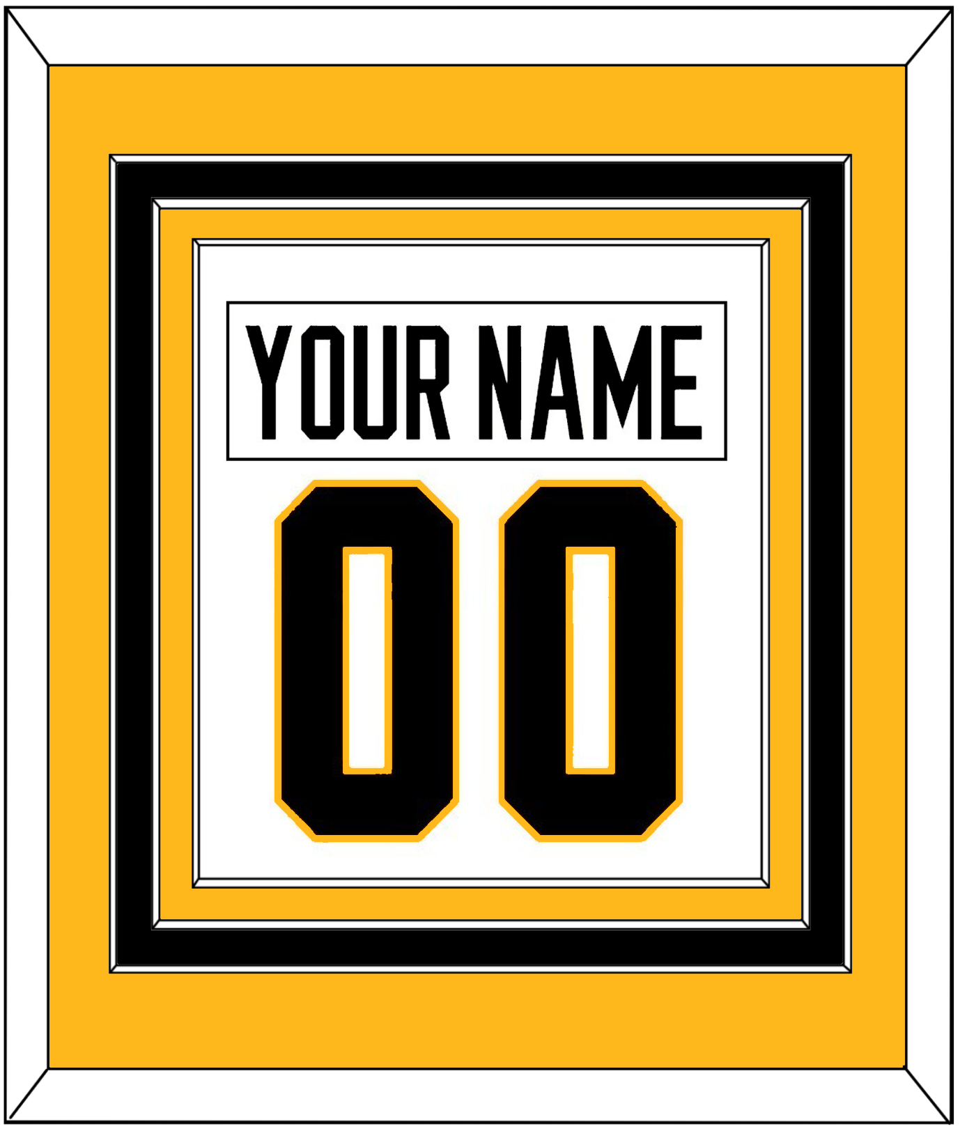 Pittsburgh Nameplate & Number (Back) Combined - Home White (1988-1992) - Premier Tier 3