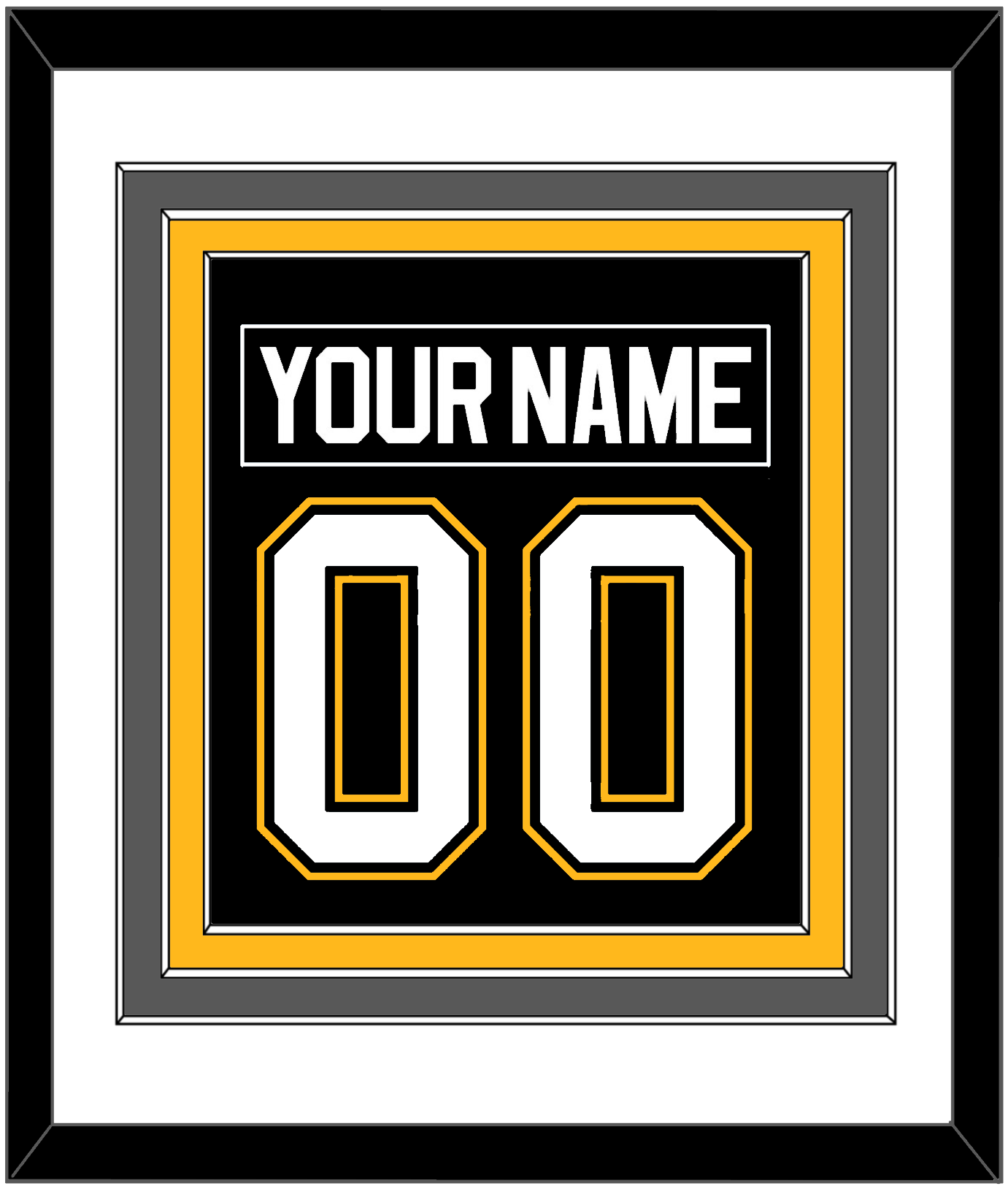 Pittsburgh Nameplate & Number (Back) Combined - Road/Alternate Black (1995-2002) - Premier Tier 1