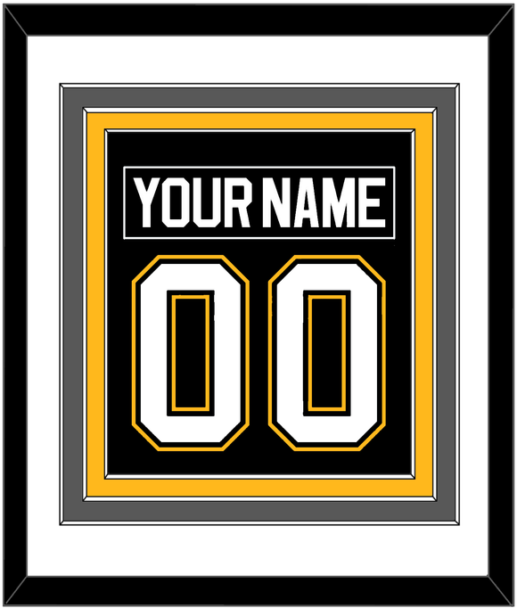 Pittsburgh Nameplate & Number (Back) Combined - Road/Alternate Black (1995-2002) - Triple Mat 1